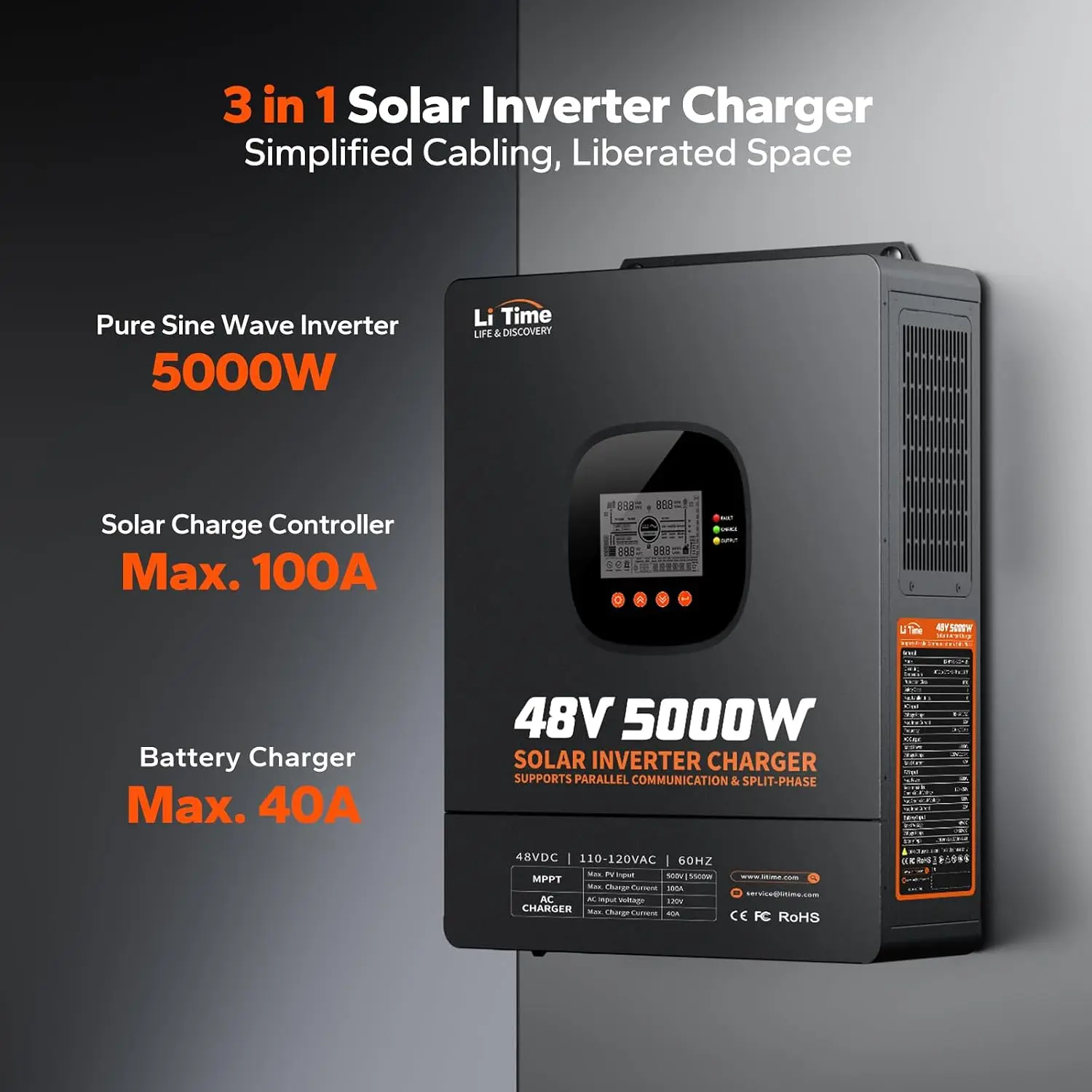 LiTime, inverter caricatore ib - Parallel Solar Inverter 48V 5000W Mppt recensione e prezzo